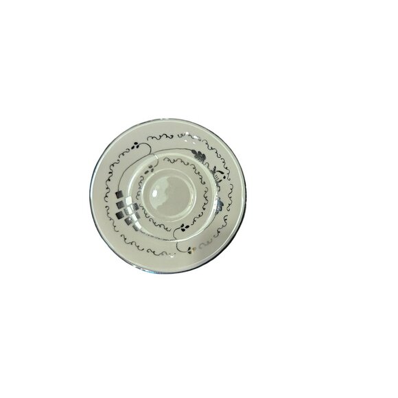 Vintage Demitasse Teacup & Saucer Singed Cumbow Silver Gilded Hand-Painted - Picture 8 of 14